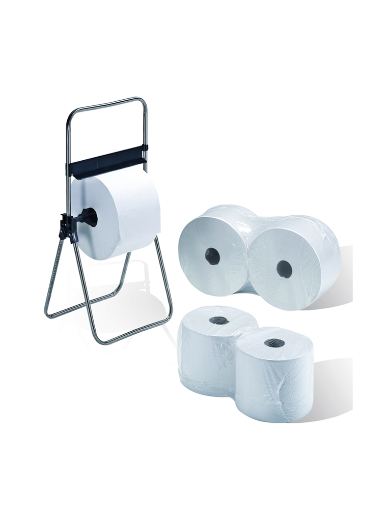 R-4-BOBINA CELULOSA INDUSTRIAL DOBLE CAPA · GOFRADA LAMINADA · 23CM X 400 M | PACK 2 BOBINAS (800M)