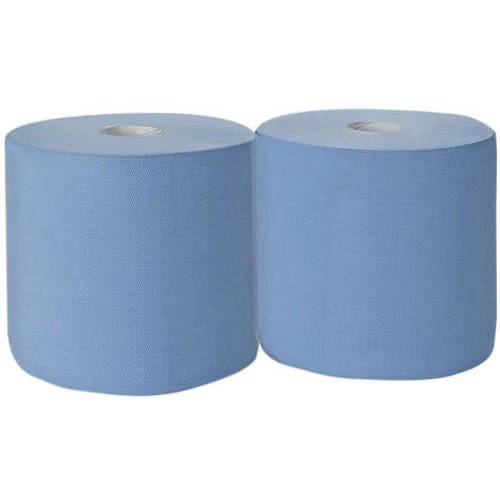 BOBINA CELULOSA INDUSTRIAL AZUL DOBLE CAPA · GOFRADA LAMINADA 23CM X 400M | PACK 2 BOBINAS