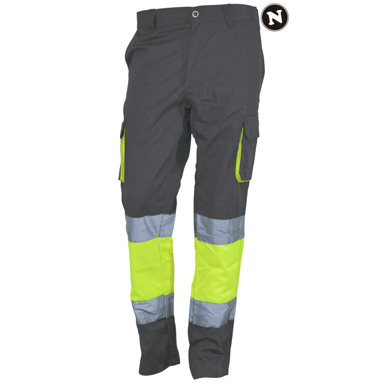 PANTALON CAIRO · BICOLOR · MULTIBOSILLOS · AV · CE II CAT (GRIS/AMARILLO FLUOR, 36)