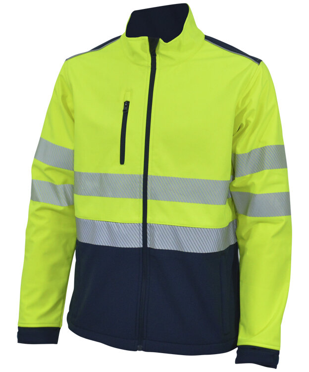 SOFTSHELL MUNICH · BICOLOR · BANDAS SEGMENTADAS · AV · CE II CAT (MARINO/AMARILLO FLUOR, S)