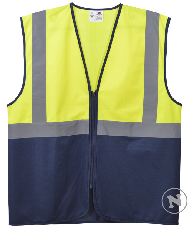 CHALECO FLORIDA · BICOLOR · CIERRE CREMALLERA · AV · CE II CAT (MARINO/AMARILLO FLUOR, 2XL-3XL)