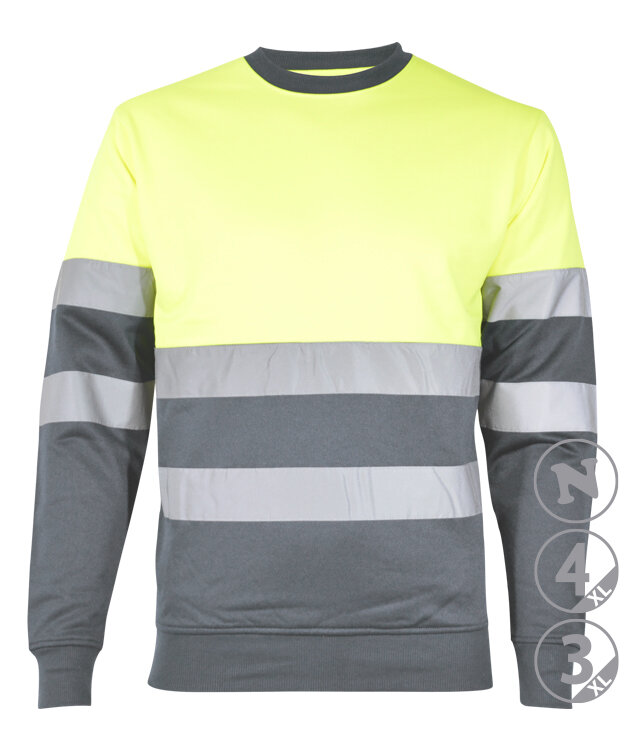 SUDADERA MANCHESTER · BICOLOR · AV · ALGODON · CE II CAT · [280g] (GRIS/AMARILLO FLUOR, S)
