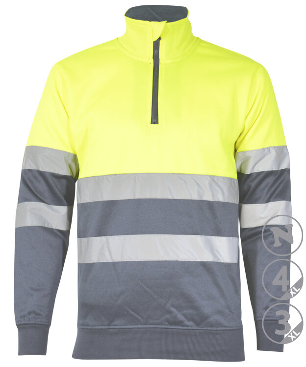 SUDADERA LONDON · BICOLOR · MEDIA CREMALLERA · AV · ALGODÓN · CE II CAT · [280g] (GRIS/AMARILLO FLUOR, S)