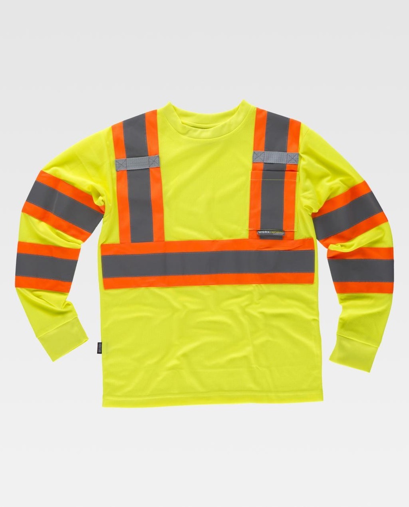 CAMISETA C3633 FLUOR · ML · AV · CE II CAT · [130g] (AMARILLO FLUOR/NARANJA FLUOR, S)