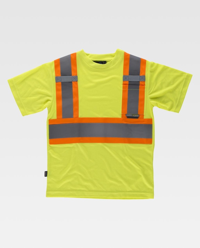 CAMISETA C3645 FLUOR · MC · AV · CE II CAT · [130g] (AMARILLO FLUOR/NARANJA FLUOR, S)