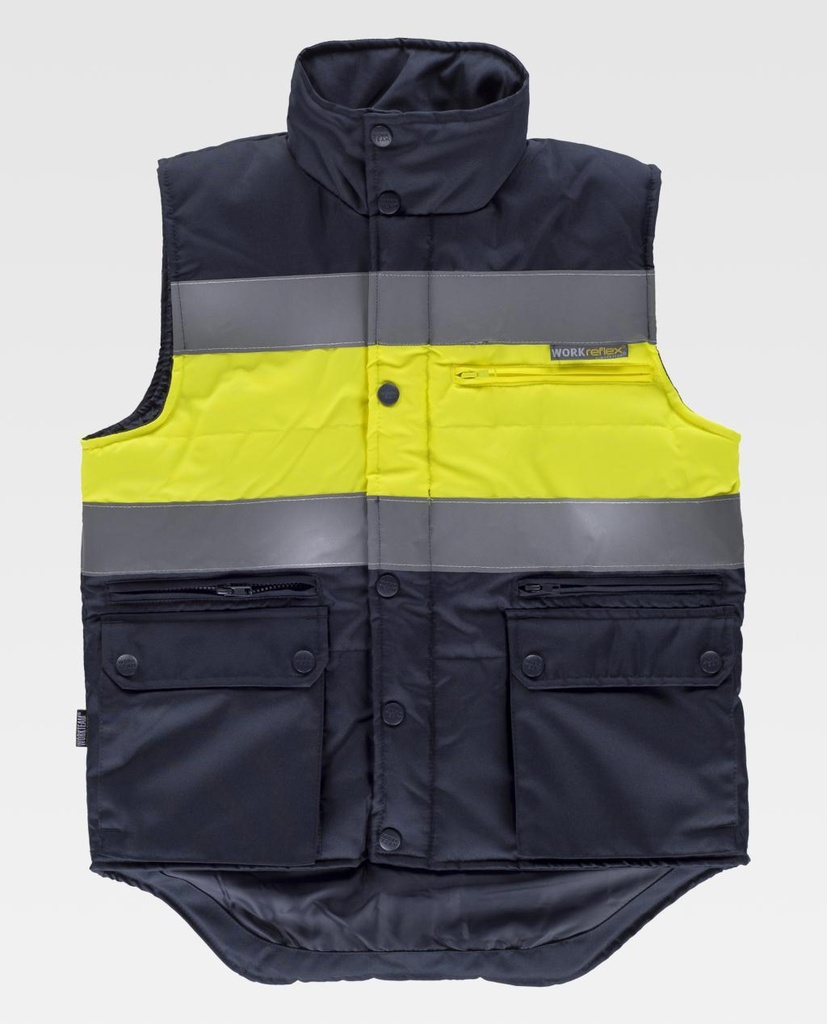 CHALECO S4032 FLUOR · ACOLCHADO · MULTIBOLSILLOS
