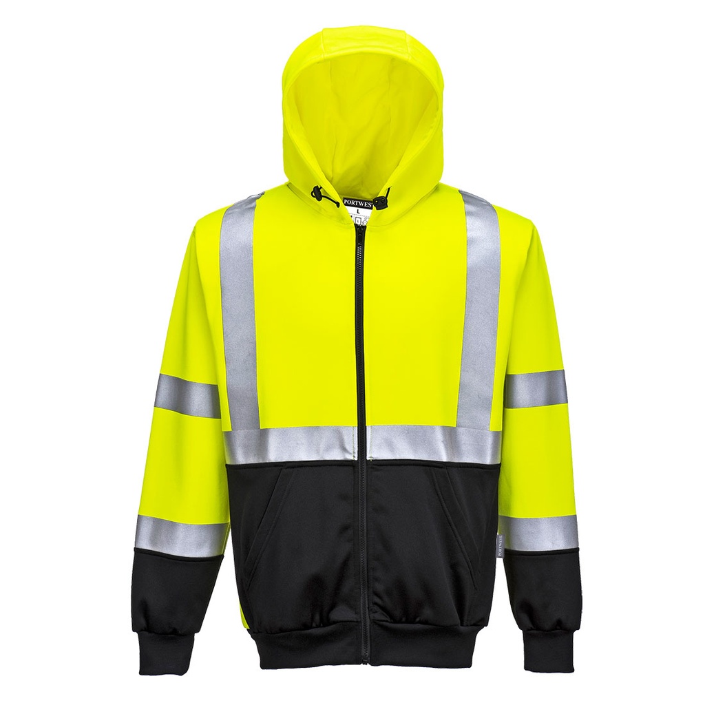 SUDADERA B315 · BICOLOR · ALGODON · CAPUCHA· CREMALLERA ENTERA · PROTECCION SOLAR >40ºC  · 50 LAVADOS · AV · CE II CAT · [300g]