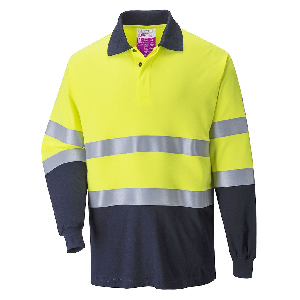 POLO INHERENTE FR74 · BICOLOR · ML · IGNIFUGO · ANTIESTATICO · ARCO ELECTRICO · ASTM · ATEX · AV · CE III CAT · [210g]