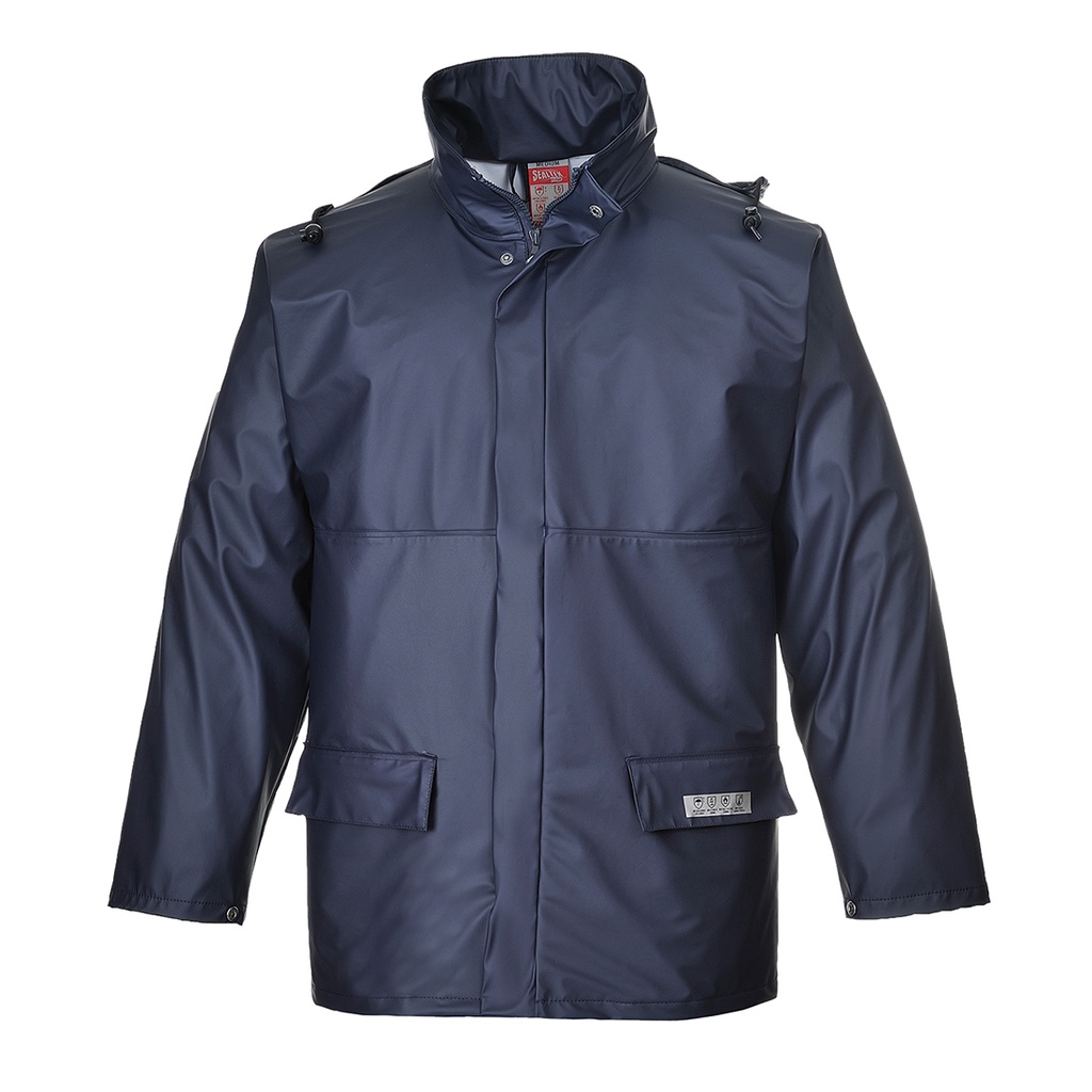 CHUBASQUERO FR46 SEALTEX FLAME · IMPERMEABLE [3/4] · IGNIFUGO · ANTIESTATICO · QUIMICO · R-PU1 · CE III CAT (S)