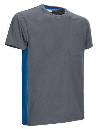 CAMISETA THUNDER BICOLOR · MC · 100% ALGODON · [160g] (GRIS CEMENTO/AZUL ROYAL, S)