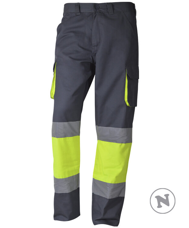 PANTALON LAGOS · FORRADO · CARGO · BICOLOR · AV · CE II CAT (GRIS/AMARILLO FLUOR, 36)