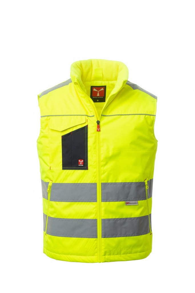 CHALECO TASK · UNISEX · FORRO POLAR · CORTAVIENTOS · AV (AZUL MARINO/AMARILLO FLUOR, XS)