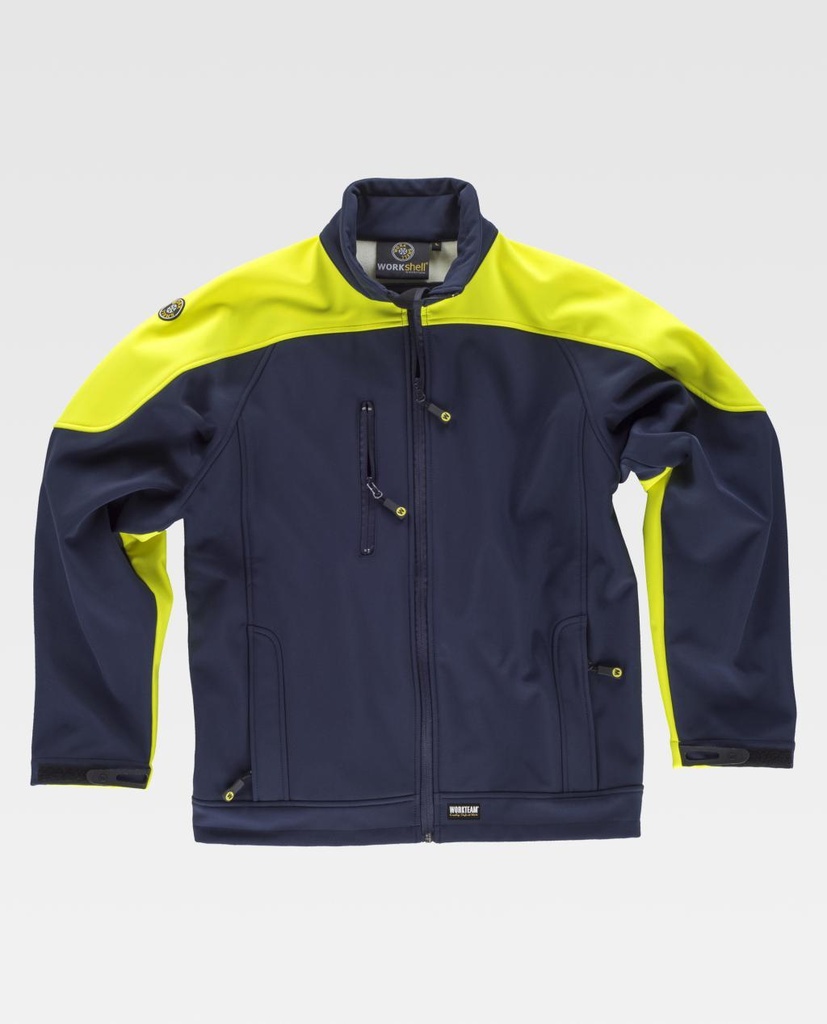 SOFTSHELL S9510 · HIDROFUGADO · ELASTICO/STRETCH (MARINO/AMARILLO FLUOR, S)
