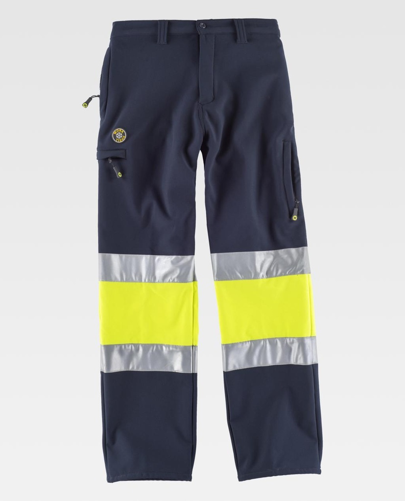 PANTALON SOFTSHELL S9820 · CARGO · AV · CE II CAT (MARINO/AMARILLO FLUOR, S)