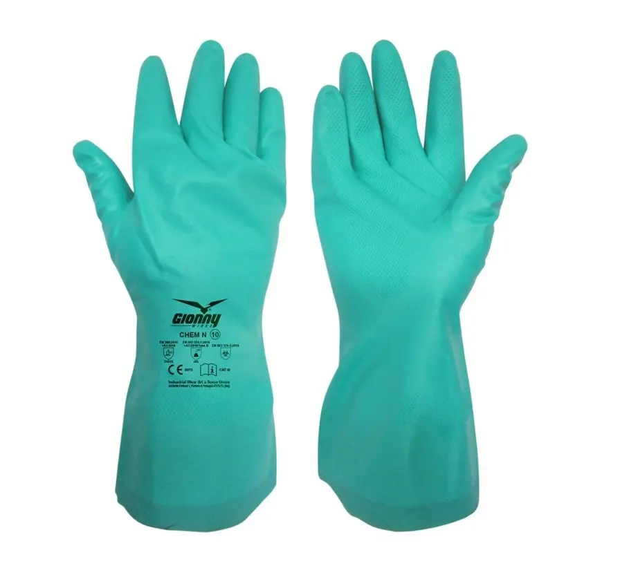 GUANTES CHEM N · REUTILIZABLE · NITRILO INTERIOR FLOCADO ALGODON | PACK 12 PARES