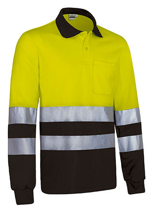 POLO SNAKE · ML · BOLSILLO · AV · CE II CAT · [200g] (NEGRO/AMARILLO FLUOR, S)