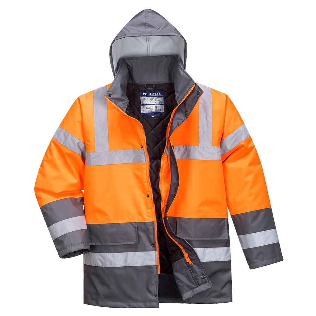 PARKA S467 HI-VIS CONTRAST WINTER TRAFFIC · Texpel™ Splash IMPERMEABLE [3/4] · AMBIENTES FRIOS -36°C  · CAPUCHA EXTRAIBLE · PROTEC. SOLAR >40ºC · AV · CE II CAT