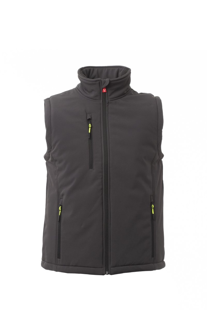 CHALECO SOFTSHELL GALE PAD VEST · ACOLCHADO · WATERPROOF · ELASTICO/STRETCH · CORTAVIENTOS · 3 CAPAS PADDED · INSULATED 2 · CE I CAT (ANTRACITA/NEGRO, XXS)