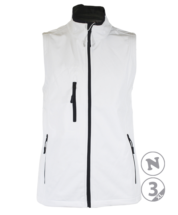 CHALECO SOFTSHELL OSLO · ELASTICO/STRETCH · HIDROFUGADO · CORTAVIENTOS · 3 CAPAS (BLANCO, XS)