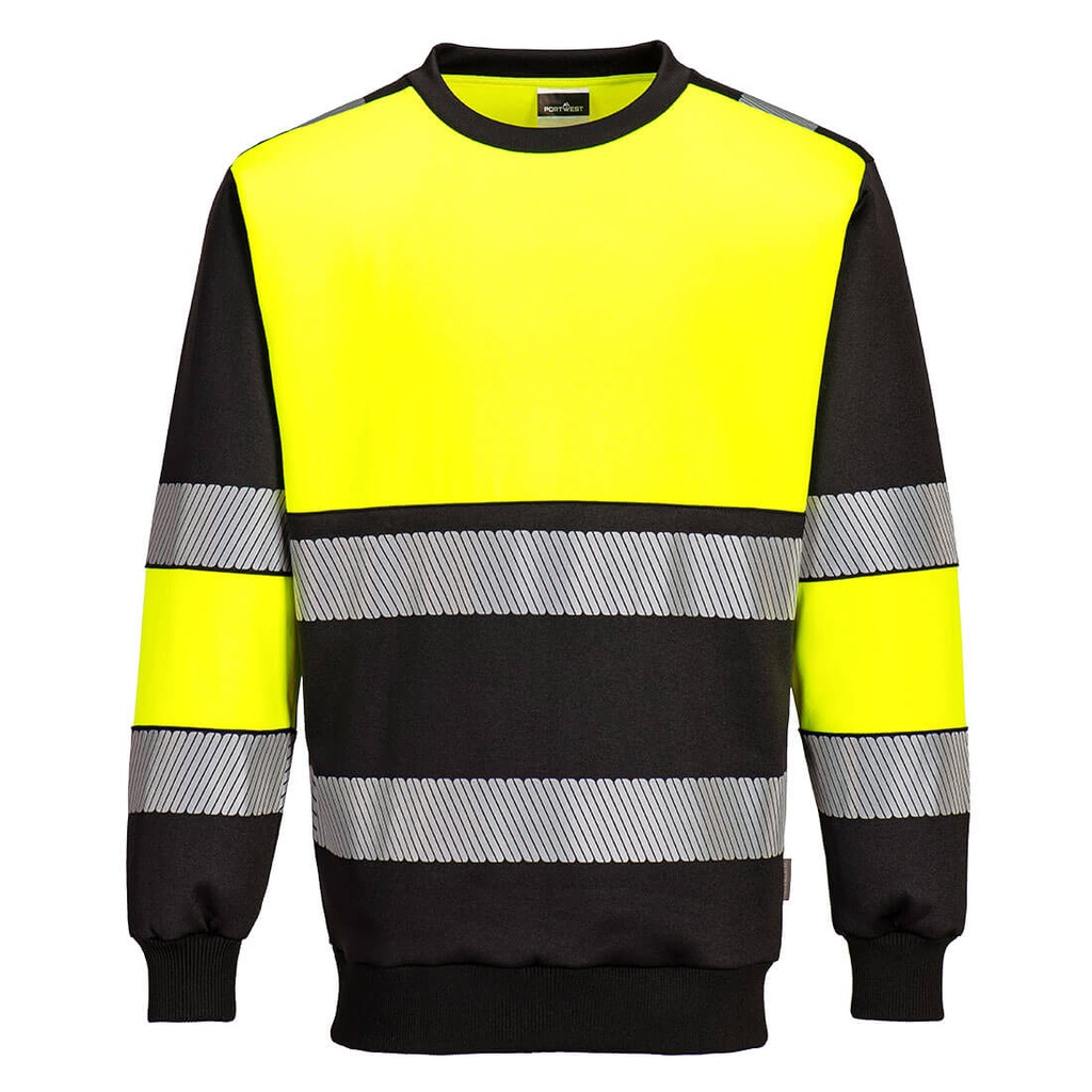 SUDADERA PW376 · BANDAS SEGMENTADAS · ALGODON · PROTECCION SOLAR >40ºC · AV · CE II CAT · [300g] (AMARILLO FLUOR/NEGRO, S)