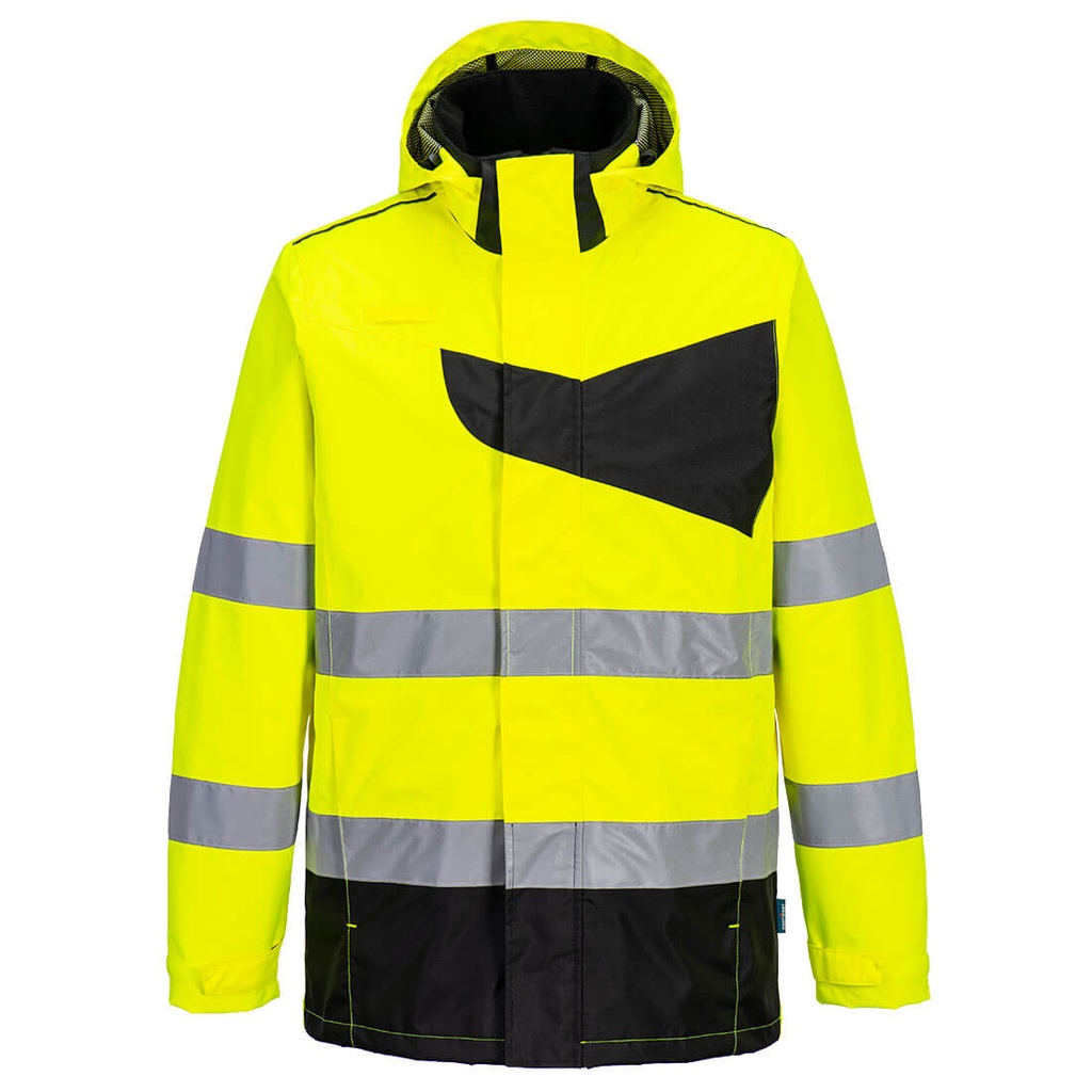 CHUBASQUERO PW265 · PW2 · BICOLOR · CAPUCHA DESMONTABLE · R-PU2 · IMPERMEABLE [3/4] · AV · CE II CAT (AMARILLO FLUOR/NEGRO, S)