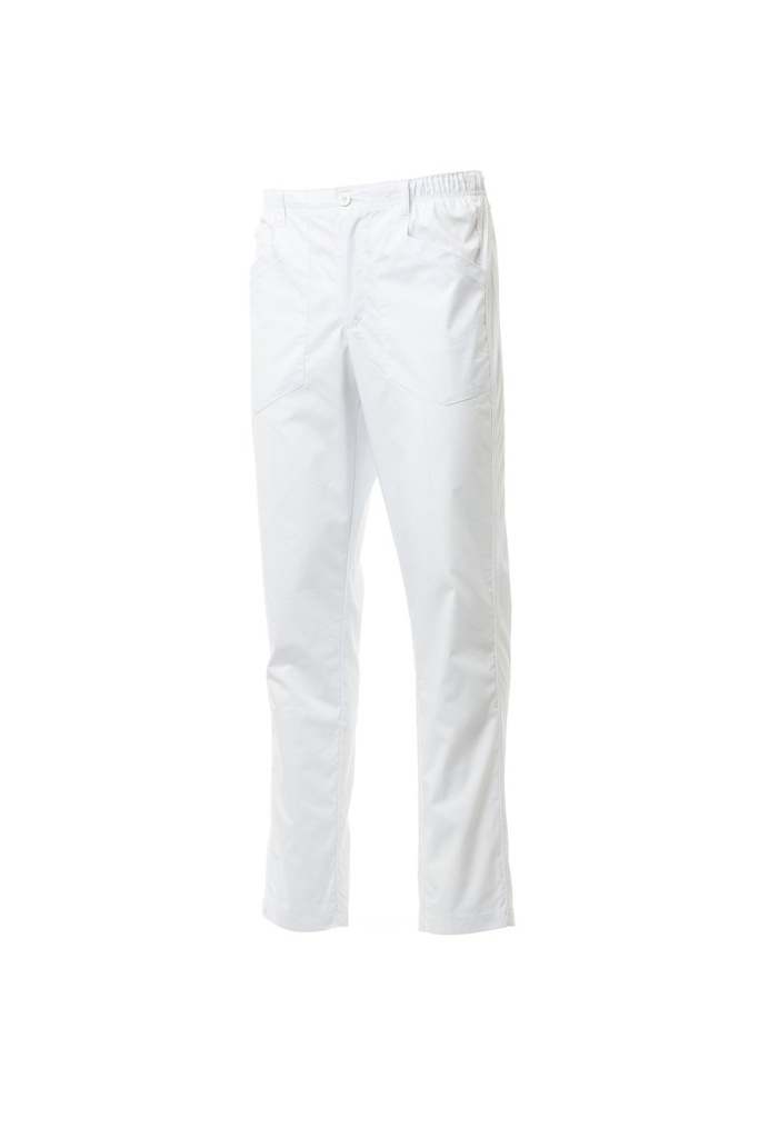 PANTALON COCINA BRIGADE MESH · ELASTICO/STRETCH · MALLA EXTERIOR PERNERA · RIPSTOP · COOLMAX · CE I CAT (BLANCO, XXS)