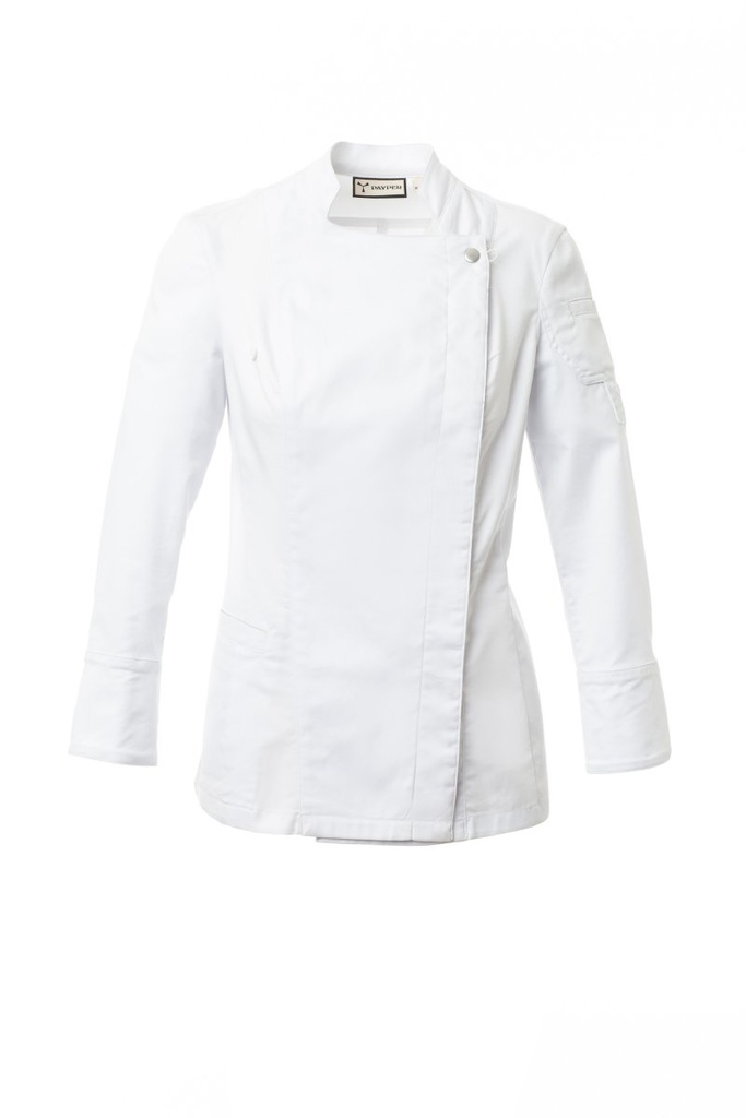 CHAQUETA COCINA STARRED LADY · ESLASTICO/STRETCH · CIERRE AUTOMATICOS · MALLA BAJO SISA · COOLMAX · CE I CAT (BLANCO, XS)