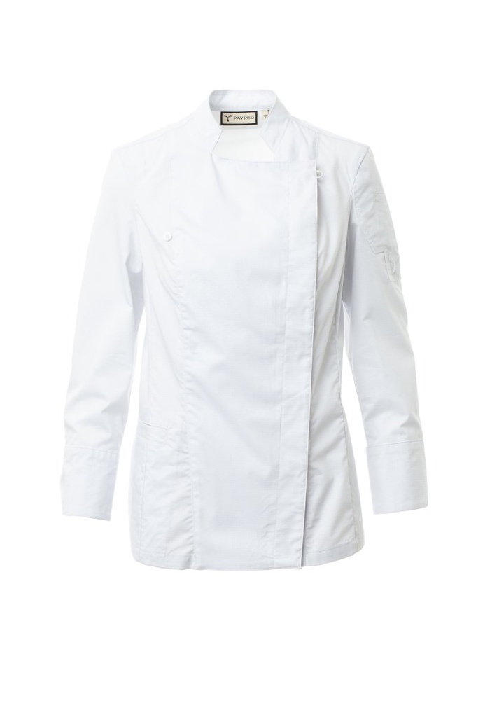 CHAQUETA COCINA STARRED MESH LADY · ELASTICO/STRETCH · CIERRE AUTOMATICOS · MALLA ESPALDA-INTERIOR MANGA-BAJO SISA · COOLMAX · RIPSTOP · CE I CAT