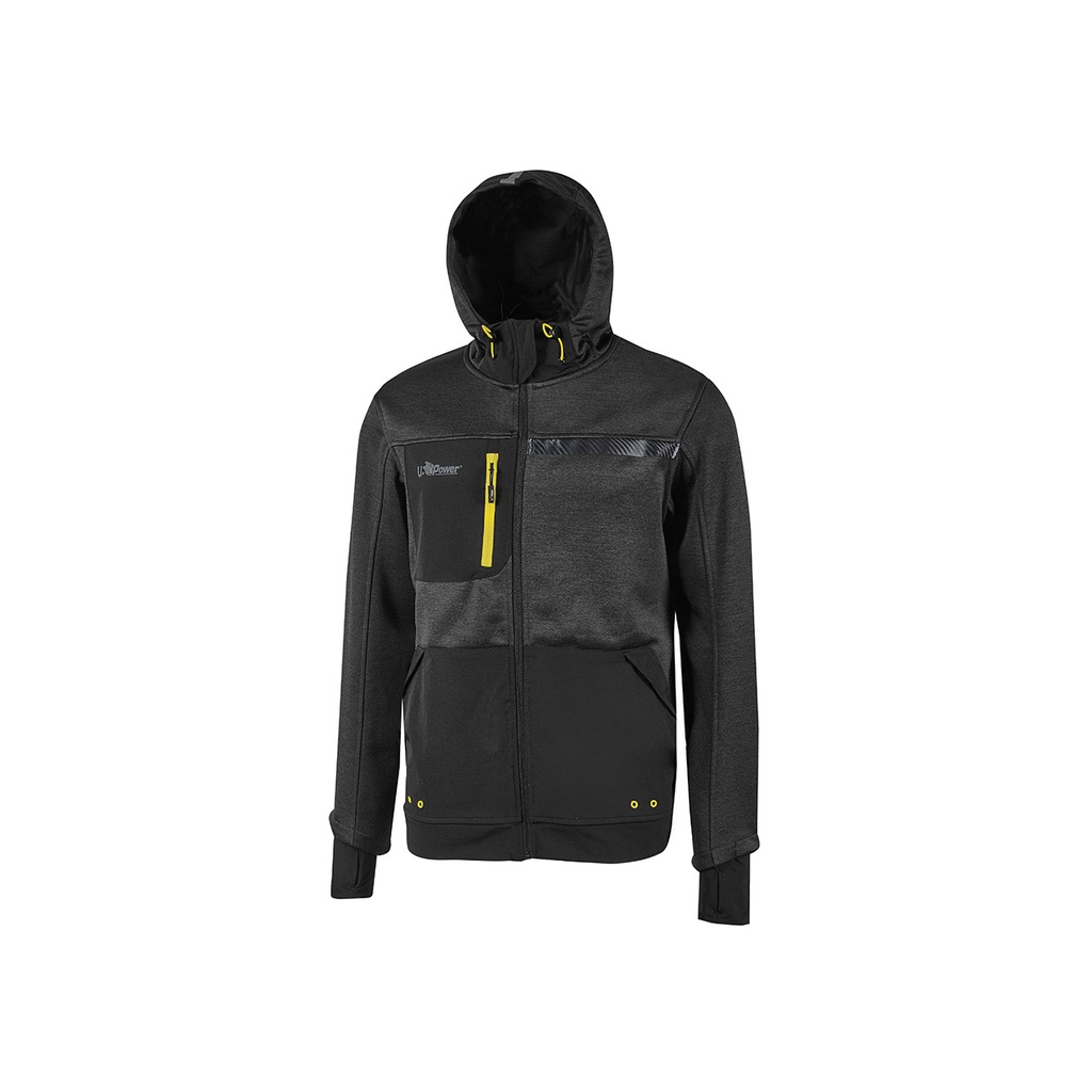 SUDADERA GALAXY · CREMALLERA ENTERA · CAPUCHA · ELASTICO/STRETCH · [260g] (BLACK CARBON, S)