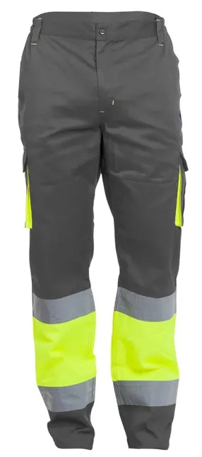 PANTALON KING · BICOLOR · CARGO · ALGODON · ELASTICO/STRETCH · AV · CE II CAT (GRIS/AMARILLO FLUOR, XS)
