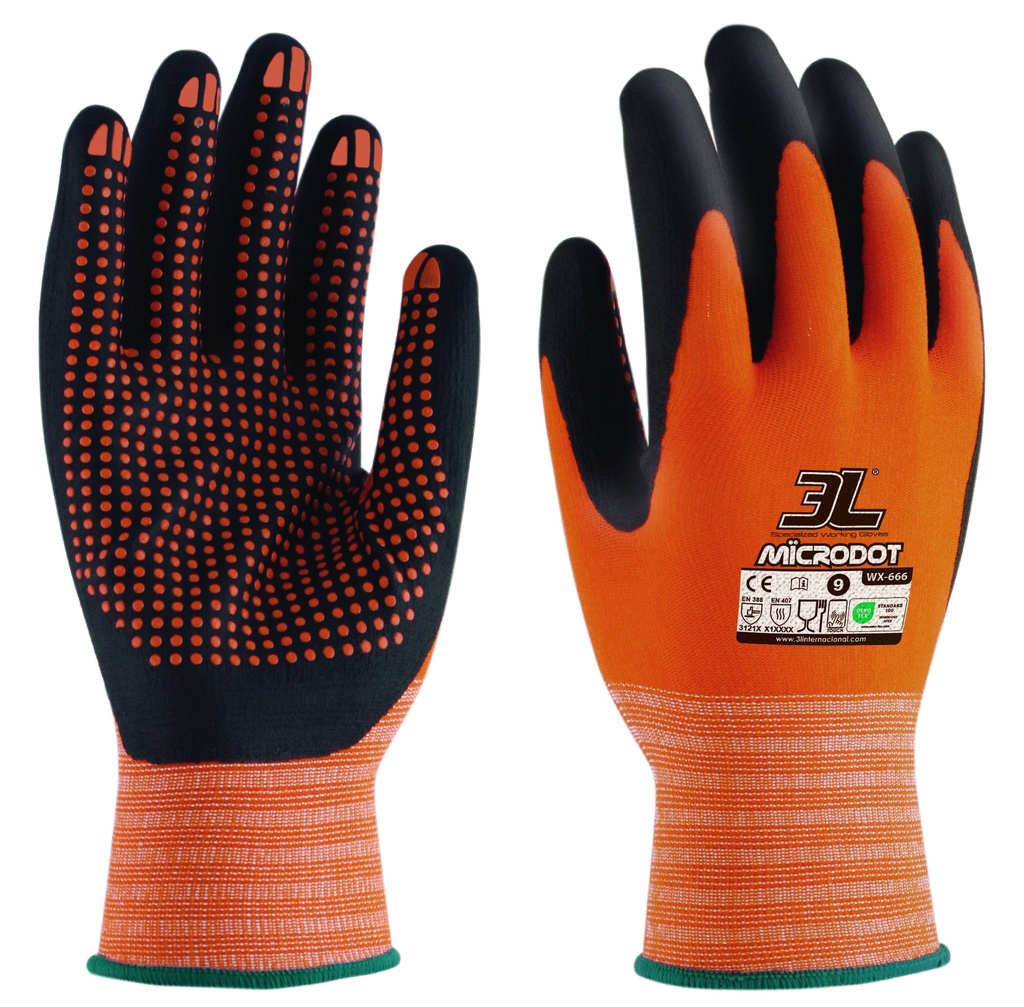 GUANTES MICRODOT · PUNTEADO · TOUCH · NYLON SIN COSTURAS · GALGA 15 | PACK 12 PARES