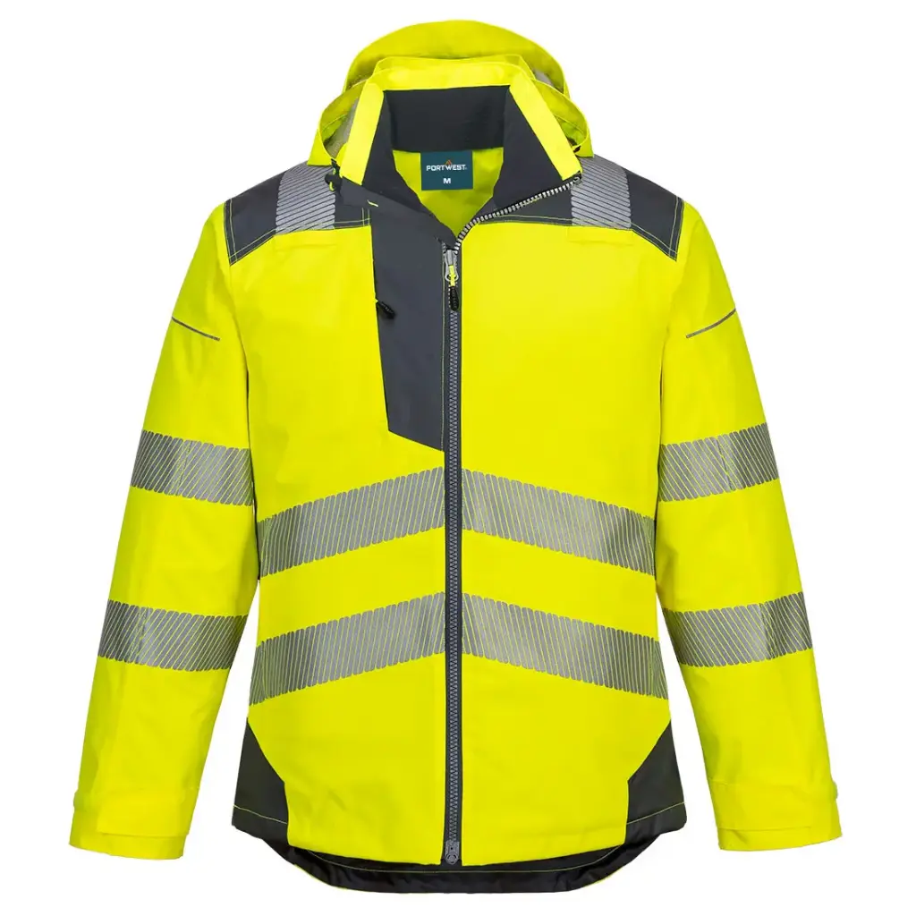 CHAQUETA T400 WINTER PW3 · IMPERMEABLE [3/4] TEXPEL™ SPLASH ECO · AMBIENTES FRIOS -40ºC · CAPUCHA OCULTA · BANDAS SEGMENTADAS · AV · CE II CAT (GRIS/AMARILLO FLUOR, S)