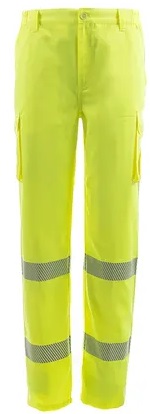 PANTALON WIRE HV · CARGO · MONOCOLOR · ALGODON · BANDAS SEGMENTADAS · AV · CE II CAT (AMARILLO FLUOR, XS)