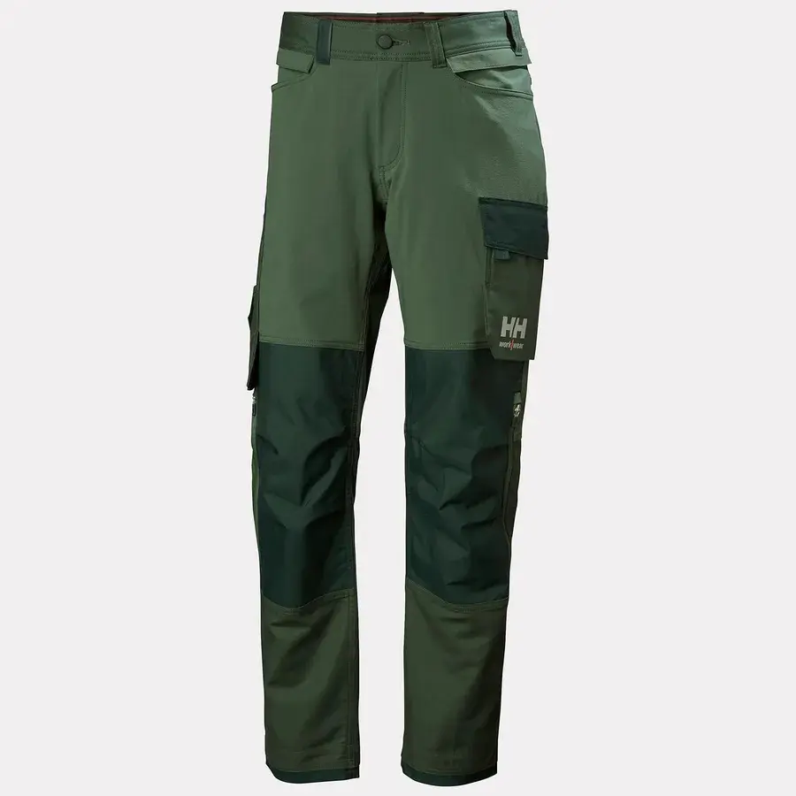 PANTALON OXFORD 4X HH CONNECT 77395 · MULTIBOLSILLO · ELASTICO/STRETCH 4 VIAS [6] · REFUERZO CULERA Y RODILLAS · SISTEMA RODILLERAS