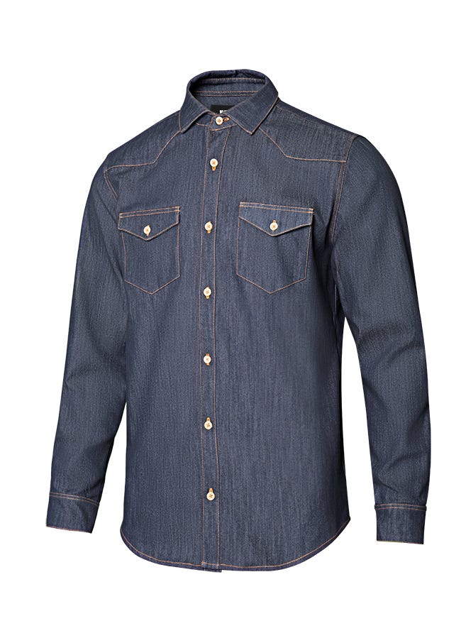 CAMISA VAQUERA 405006S Denim · ML · ELASTICO/STRETCH · BOLSILLOS · CUELLO ITALIANO