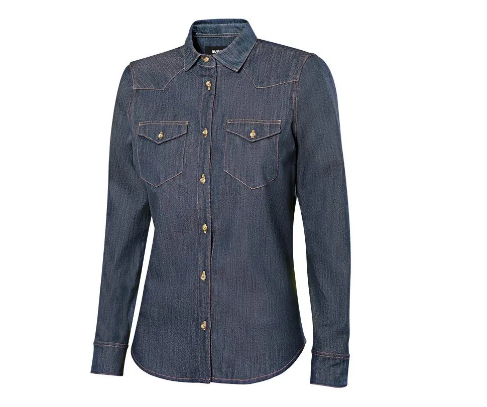 CAMISA VAQUERA 405007S Denim · ML · MUJER · ELASTICO/STRETCH · BOLSILLOS · CUELLO ITALIANO