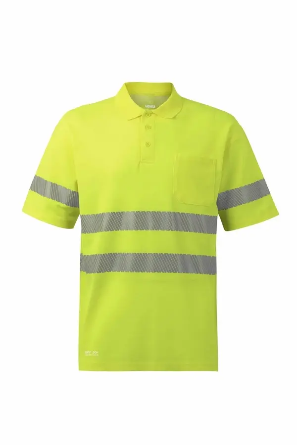 POLO 305542 HI VIS Cotton RS · ALGODON · MC · AV · BANDAS SEGMENTADAS · PROTEC. SOLAR >30 · CE II CAT