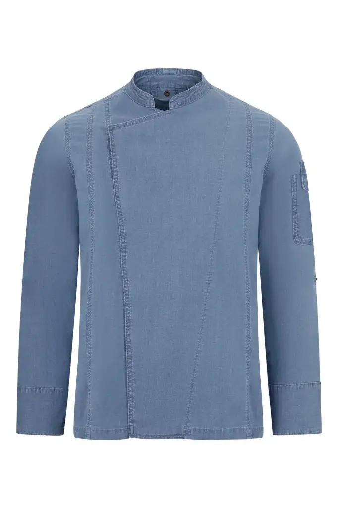 CHAQUETA COCINA 405212S DENIM SHIFT · ML · UNISEX · CUELLO TIRILLA · ELASTICO/STRETCH · CIERRE AUTOMATICOS