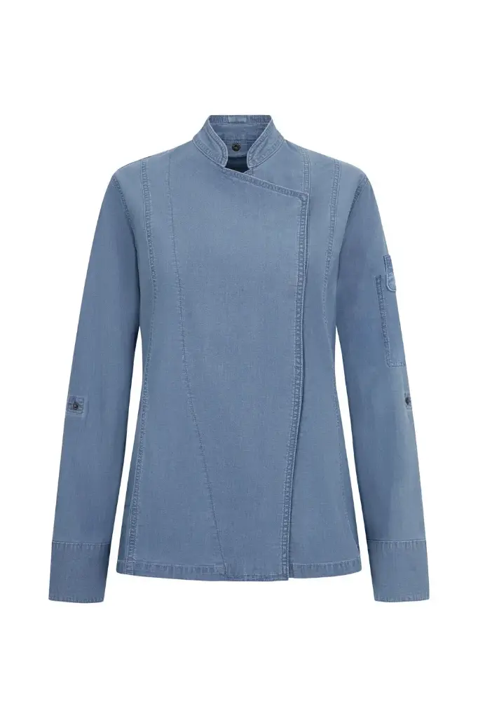 CHAQUETA COCINA 405212SW DENIM SHIFT · ML · MUJER · CUELLO TIRILLA · ELASTICO/STRETCH · CIERRE AUTOMATICOS