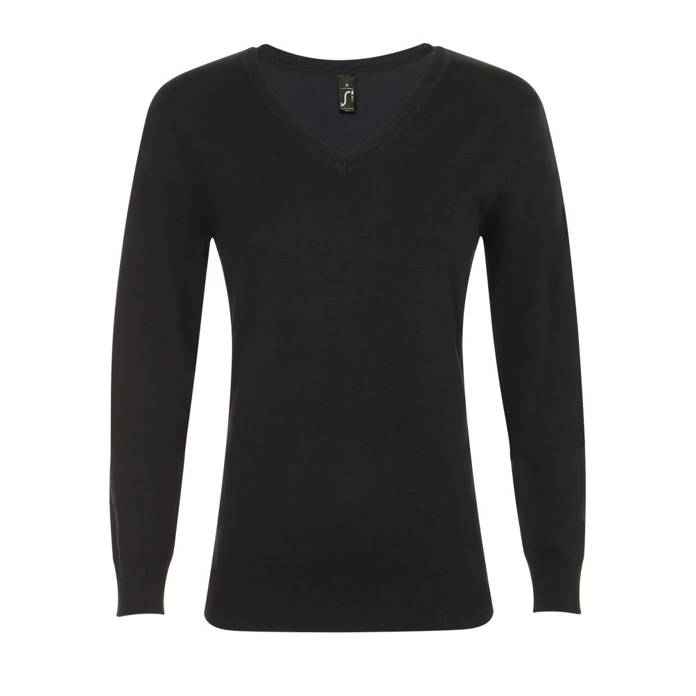 JERSEY GLORY WOMEN · CUELLO V · PUNTO FINO (NEGRO, XS)