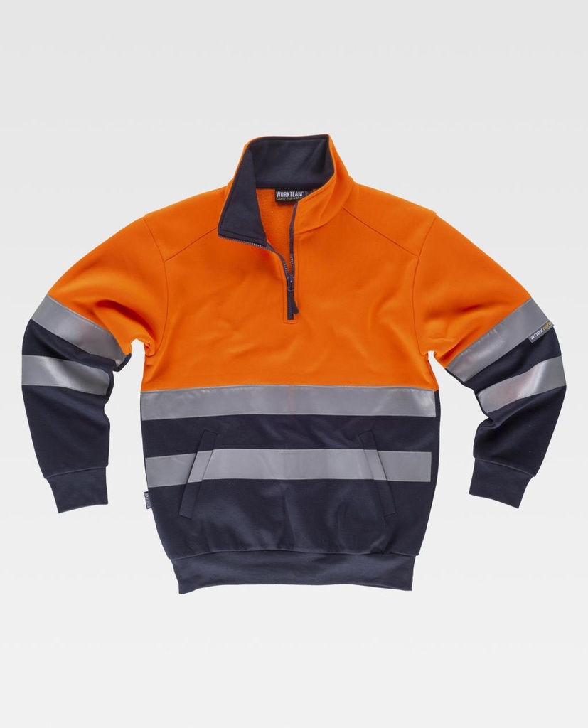 SUDADERA C9035 FLUOR · BICOLOR · MEDIA CREMALLERA · AMBIENTES FRIOS -5ºC  · AV · CE II CAT · [280g]