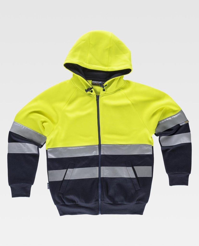 SUDADERA C9036 FLUOR · BICOLOR · CREMALLERA ENTERA · CAPUCHA · AMBIENTES FRIOS -5ºC  · AV · CE II CAT · [280g]