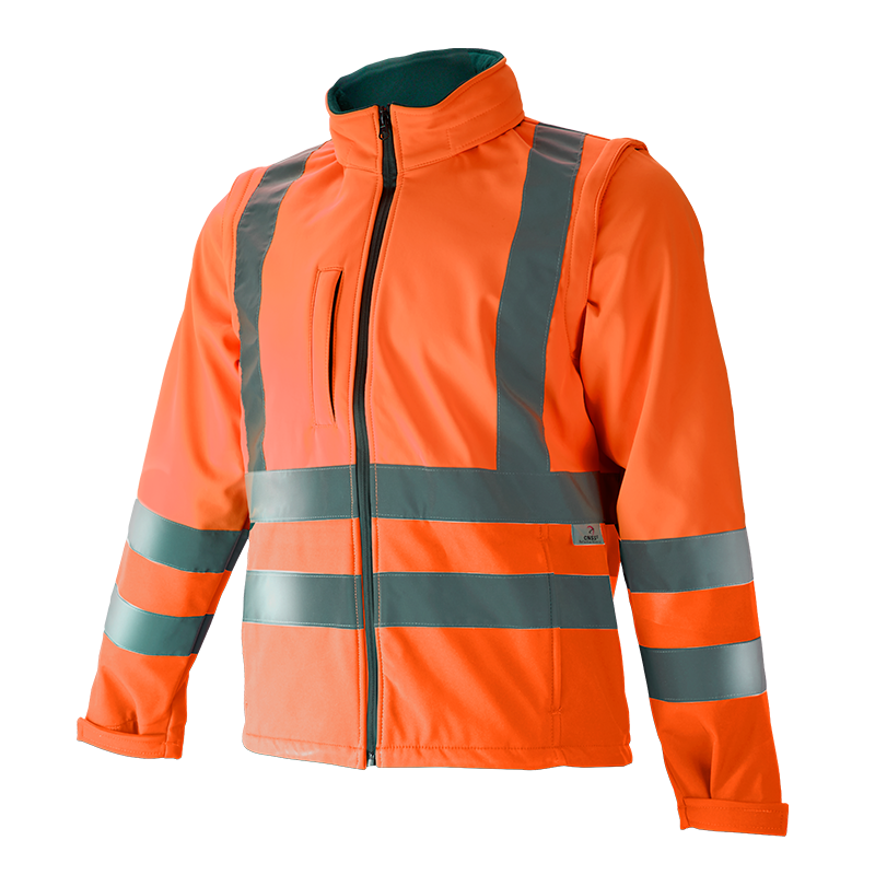 SOFTSHELL 1410 · UNICOLOR · ELASTICO/STRETCH · HIDROFUGADO · 2 EN 1 · MANGAS EXTRAIBLES · 3 CAPAS · AMBIENTES FRIOS -5ºC  · AV · CE II CAT