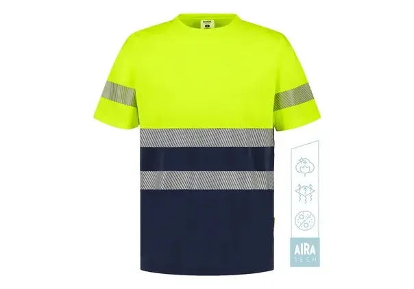 [GLAMHV] CAMISETA GLAM AIRA TECH · MC · BICOLOR · TACTO ALGODON · ANTIBACTERIANO · AIREADORES AXILAS · BOLSILLO · BANDAS SEGMENTADAS · AV · CE II CAT · [185g]