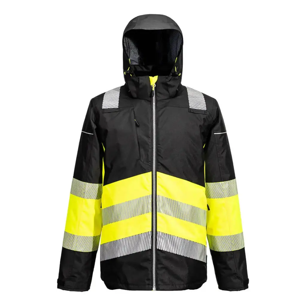 [PW364] CHAQUETA PW364 PW3 HI-VIS · BICOLOR · IMPERMEABLE [3/4] · AMBIENTES FRIOS -40ºC · CAPUCHA · BANDAS SEGMENTADAS · PROTEC. SOLAR >40º · AV · CE II CAT